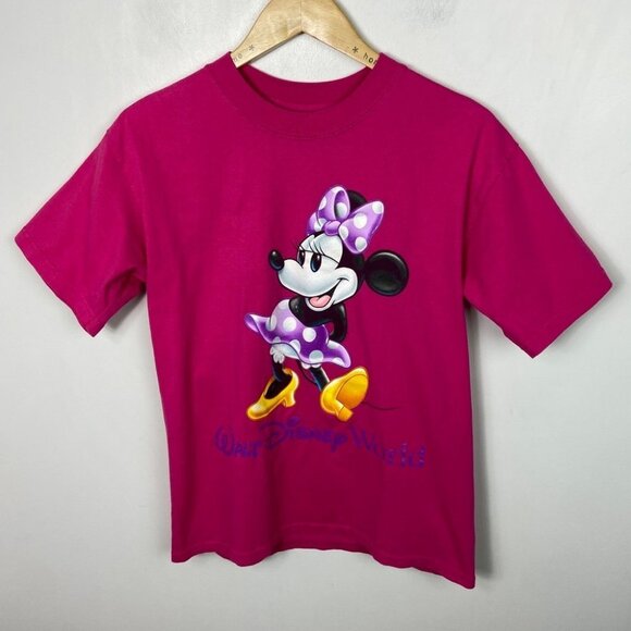 Vintage Walt Disney World Minnie Mouse Tee Pink Size Small T-Shirt Crew Neck S - Picture 9 of 10